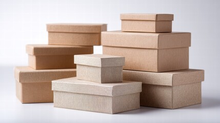 Boxes  with parcels on white background , delivery process concept.