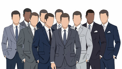 Diverse Team of Businessmen in Suits Standing Together.