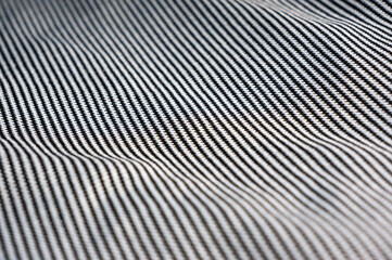 Close-up of thin cotton fabric with black and white stripes
