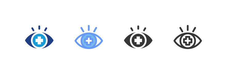 Eye Medic icon multiple style collection. Vector illustration.