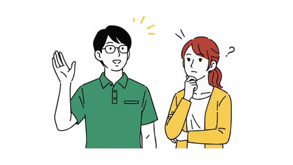 Man explaining an idea to a woman who is confused.