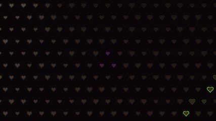 Glowing hearts moving in a grid pattern for love themes and valentines day celebration
