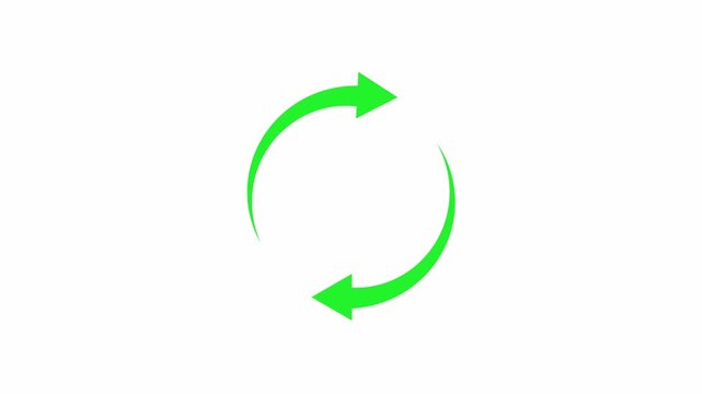 Green Recycle Loop Symbol Animation: Rotating Circle Arrow Icon for refresh, Reload, and Reset Concepts 4k video animation seamless loop