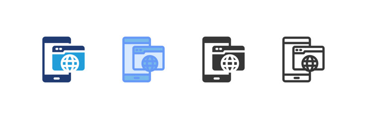 Fototapeta premium Mobile Web icon multiple style collection. Vector illustration.