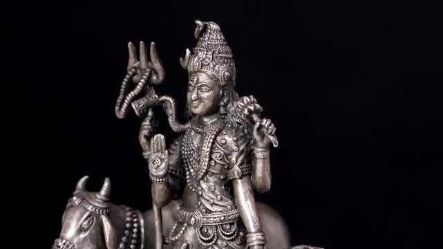Silver Idol of Ardhanarishvara | Half Shiva Half Parvati Hindu Deity Sculpture Representing Divine Balance, Masculine and Feminine Energy, Spiritual Unity, and Traditional Indian Religious Art