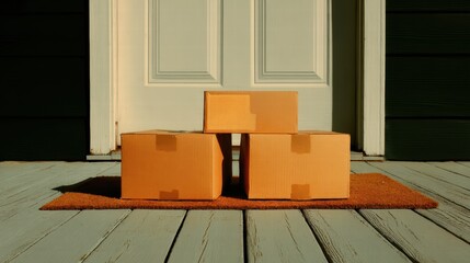 Courier process with parcels, logistics and transport.