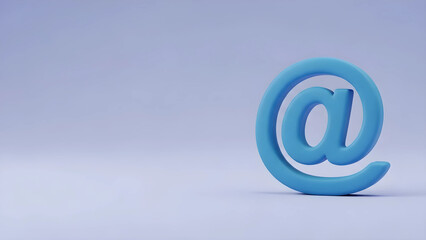 【3Dクレイアート】青いアットマークと広大な余白　インターネットと連絡先を象徴するビジネス背景素材　手作り粘土風　メールアドレスやSNSのイメージ