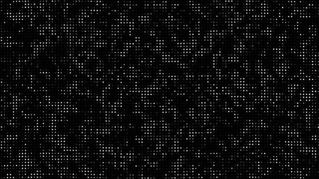 Abstract dot technology background. Hi tech motion graphic background, white flickering dots on dark background