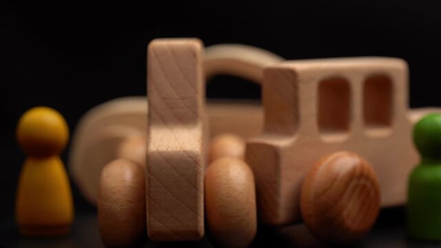 Wooden toys cars for kids playing