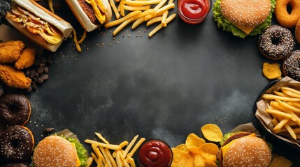 Minimal Junk Food Background with Copy Space for Food Promotion