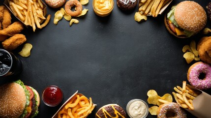 Minimal Junk Food Background with Copy Space for Food Promotion