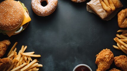 Minimal Junk Food Background with Copy Space for Food Promotion