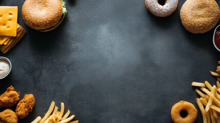 Minimal Junk Food Background with Copy Space for Food Promotion