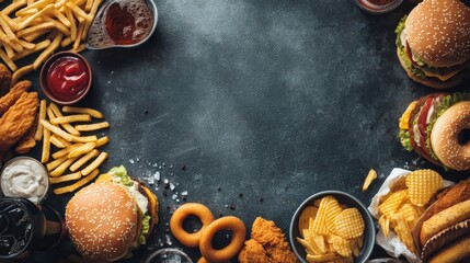 Minimal Junk Food Background with Copy Space for Food Promotion