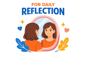 Young female reflecting in mirror for daily positivity and self-reflection
