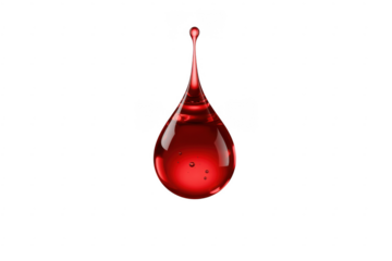 Red liquid drop water drop droplet isolated on a transparent background