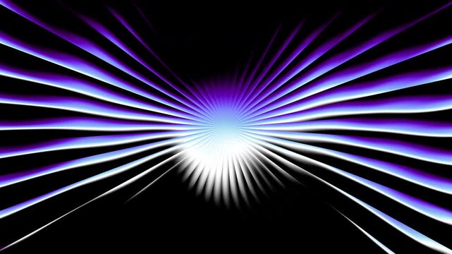 Looping 3D animation. Abstract minimalist black background of flat rays with reflection. Blue and white gradient transforms and changes colors