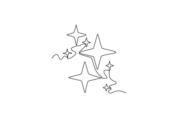 stars twinkle. Moon, Star, Sun  and planet concept. Single line draw design. Vector graphic illustration © Studiocottage