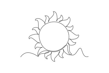 Sun in summer time. Moon, Star, Sun  and planet concept. Single line draw design. Vector graphic illustration © Studiocottage