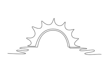 sunset. Moon, Star, Sun  and planet concept. Single line draw design. Vector graphic illustration © Studiocottage