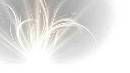 Ethereal white floral burst with shimmering particles