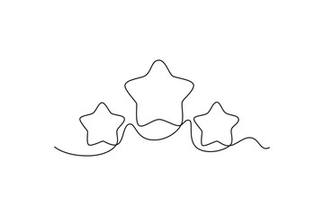 three cute star. Moon, Star, Sun  and planet concept. Single line draw design. Vector graphic illustration © Studiocottage