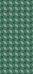 Geometric Cube Pattern in Shades of Green