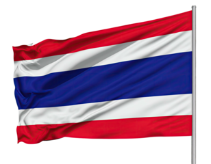 Thailand's flag Red, white, blue waves on a pole