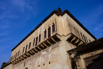 Shri Pushkar Thalia Haveli in Mandawa Exterior, With Indian Frescos and Colourful Mural Painting