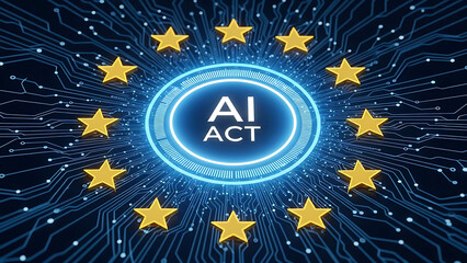 Fototapeta premium European union ai act logo symbolizing artificial intelligence regulation and technology 