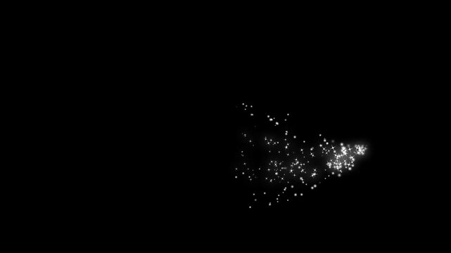 Luxury white glitter sparkles trail, magic dust, pixie dust path, Christmas stars isolated on black background,particle line transition, fairy dust wand glitter stars trail overlay