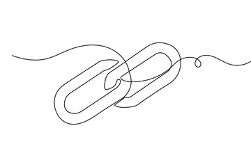 Obraz premium Chain link continuous one line drawing minimalist isolated outline vector illustration