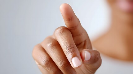 Close up of a person s hand and index finger extended forward signifying selection decision communication or touching a digital screen