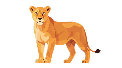 Majestic Lioness Standing Proudly in a Studio Setting, Isolated on White