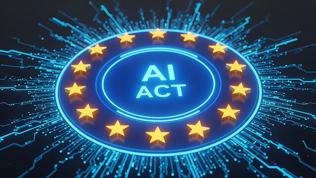 European union ai act logo symbolizing artificial intelligence regulation and technology