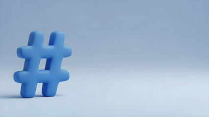 【3Dクレイアート】青いハッシュタグと広大な余白　SNSトレンドと検索キーワードを象徴するビジネス背景素材　手作り粘土風　マーケティングや拡散のイメージ