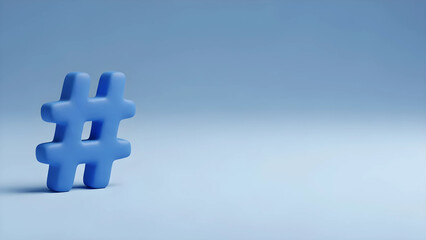 【3Dクレイアート】青いハッシュタグと広大な余白　SNSトレンドと検索キーワードを象徴するビジネス背景素材　手作り粘土風　マーケティングや拡散のイメージ