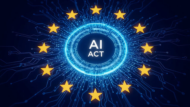 European union ai act logo symbolizing artificial intelligence regulation and technology