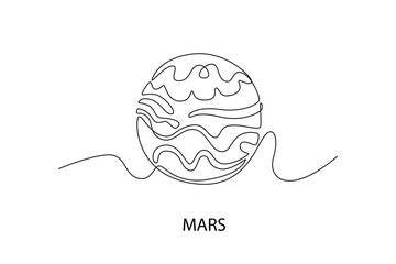 Mars. Moon, Star, Sun  and planet concept. Single line draw design. Vector graphic illustration © Maualana