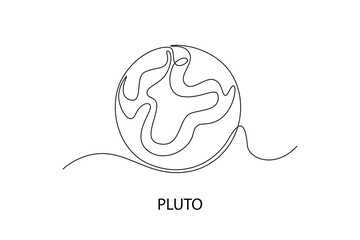 Pluto. Moon, Star, Sun  and planet concept. Single line draw design. Vector graphic illustration © Maualana
