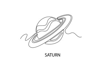 Saturn. Moon, Star, Sun  and planet concept. Single line draw design. Vector graphic illustration © Maualana