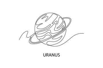 Uranus. Moon, Star, Sun  and planet concept. Single line draw design. Vector graphic illustration © Maualana