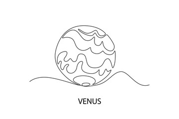 Venus. Moon, Star, Sun  and planet concept. Single line draw design. Vector graphic illustration © Maualana