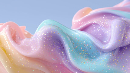 Obraz premium pastel abstract liquid waves, colorful glossy fluid texture, soft pastel slime background 