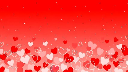 Vibrant red background with floating hearts for Valentine's Day