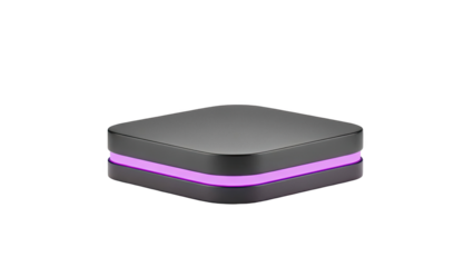 Modern Square Device with Purple LED Accent Light on transparent background