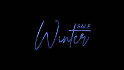 Winter sale handwriting animation in blue neon, ideal for marketing promotions, advertising banners, social media posts, and holiday sales campaigns.