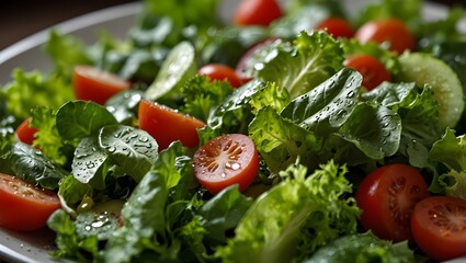 Photorealistic Fresh Healthy Salad with Vibrant Vegetables Top View