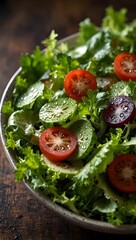 Photorealistic Fresh Healthy Salad with Vibrant Vegetables Top View