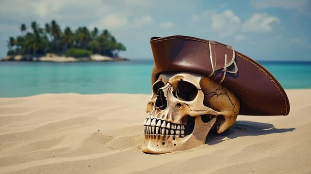 Skull of a pirate with a pirate hat.